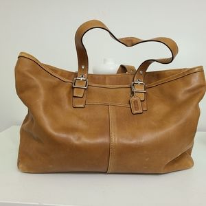 Tan leather coach tote